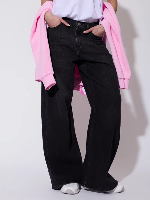 JEANSY FLARE GRAFITOWE