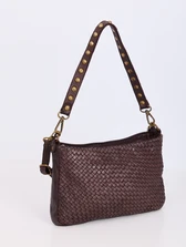 TOREBKA VINTAGE PLECIONA Z NITAMI NA RĄCZCE KAWOWA