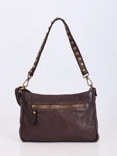 TOREBKA VINTAGE PLECIONA Z NITAMI NA RĄCZCE KAWOWA