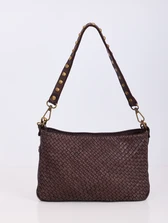 TOREBKA VINTAGE PLECIONA Z NITAMI NA RĄCZCE KAWOWA