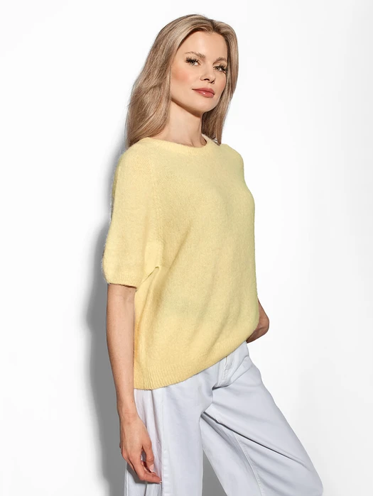 MIĘKKI SWETER BABY ALPACA Z KRÓTKIM RĘKAWEM BUTTER YELLOW