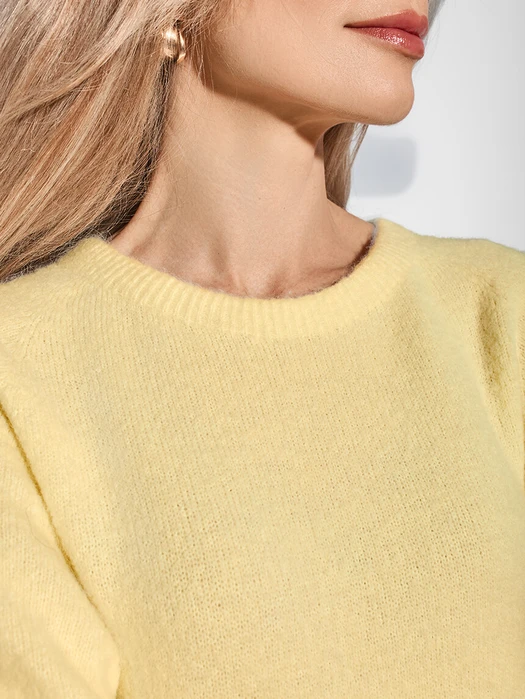 MIĘKKI SWETER BABY ALPACA Z KRÓTKIM RĘKAWEM BUTTER YELLOW