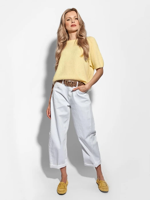 MIĘKKI SWETER BABY ALPACA Z KRÓTKIM RĘKAWEM BUTTER YELLOW