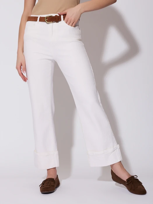 JEANSY Z MANKIETEM BIAŁE