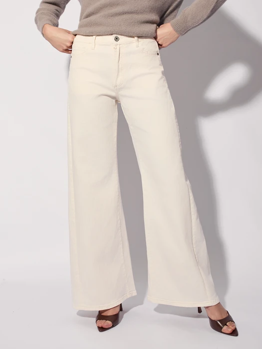 SPODNIE Z PROSTĄ NOGAWKĄ ECRU