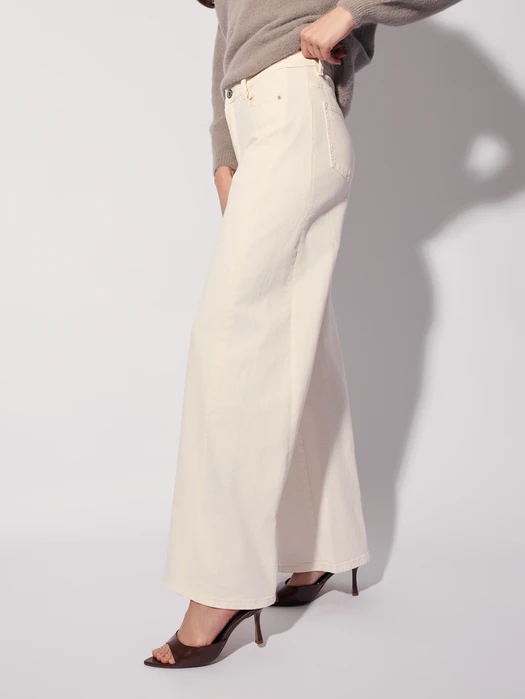 SPODNIE Z PROSTĄ NOGAWKĄ ECRU