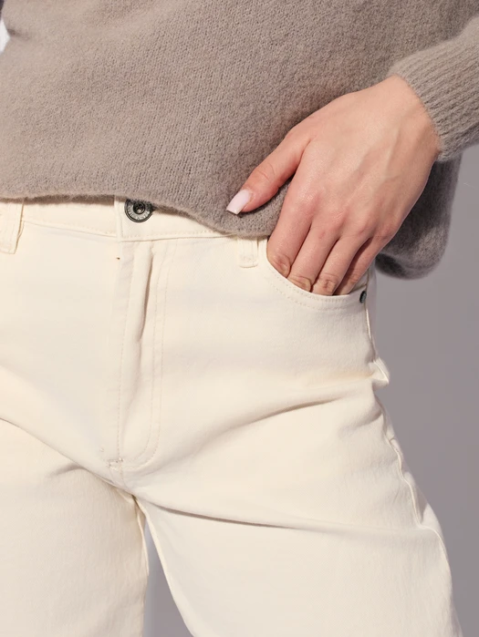 SPODNIE Z PROSTĄ NOGAWKĄ ECRU