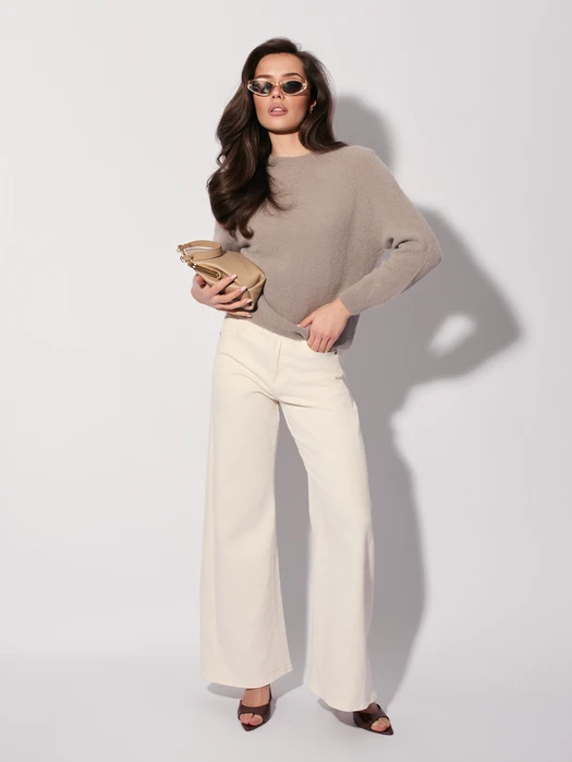 SPODNIE Z PROSTĄ NOGAWKĄ ECRU