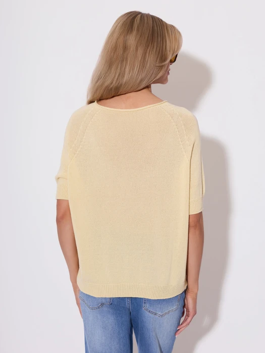 SWETER DZIANINOWY Z KRÓTKIM RĘKAWEM BUTTER YELLOW