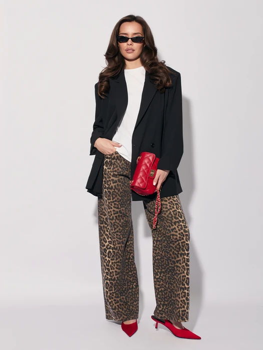 JEANSY Z SZEROKĄ NOGAWKĄ PRINT PANTERA