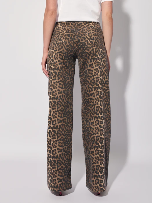 JEANSY Z SZEROKĄ NOGAWKĄ PRINT PANTERA