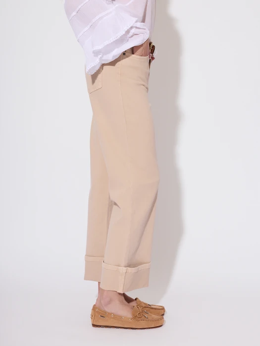 JEANSY Z MANKIETEM BEŻOWE