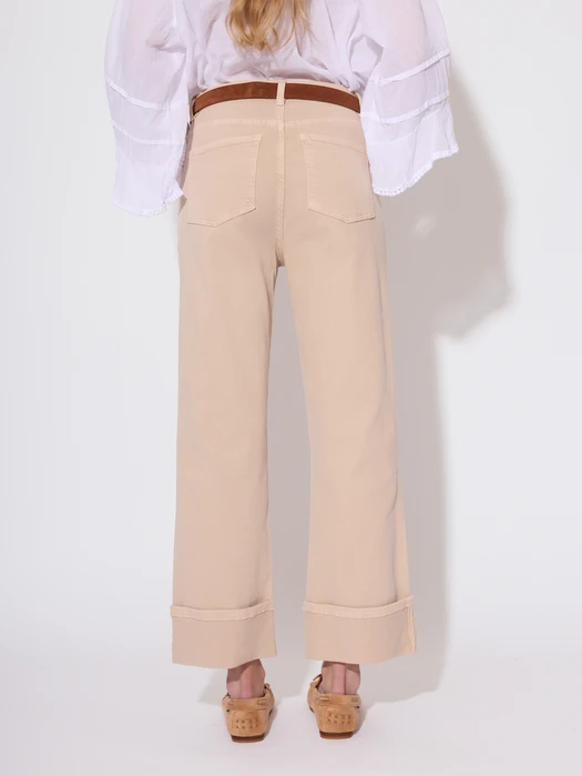 JEANSY Z MANKIETEM BEŻOWE