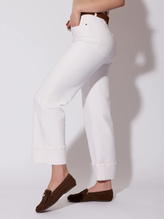 JEANSY Z MANKIETEM BIAŁE