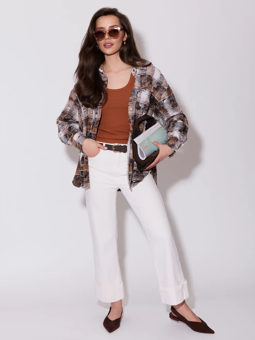 JEANSY Z MANKIETEM BIAŁE