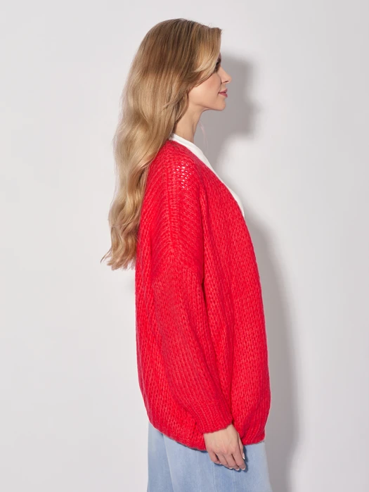 KARDIGAN ZE ŚCIĄGACZEM PRZY MANKIETACH RED