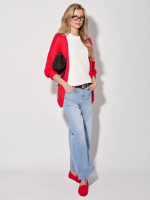 KARDIGAN ZE ŚCIĄGACZEM PRZY MANKIETACH RED