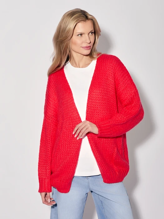 KARDIGAN ZE ŚCIĄGACZEM PRZY MANKIETACH RED