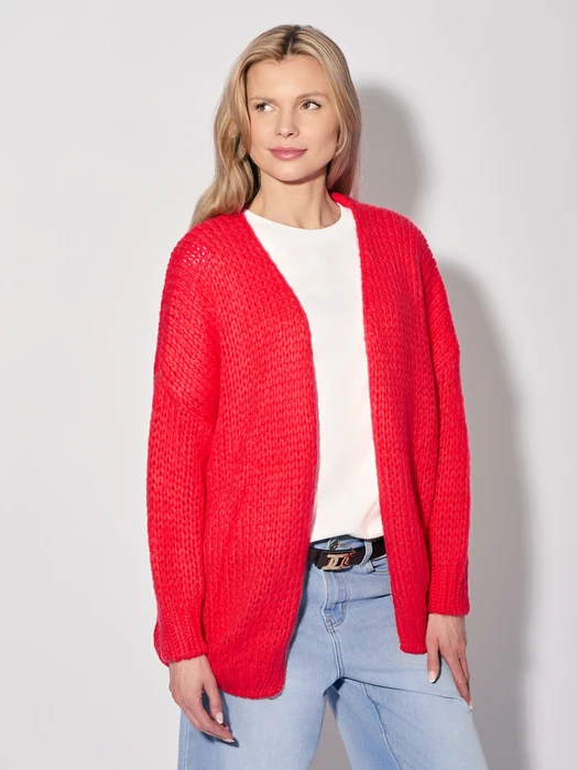 KARDIGAN ZE ŚCIĄGACZEM PRZY MANKIETACH RED