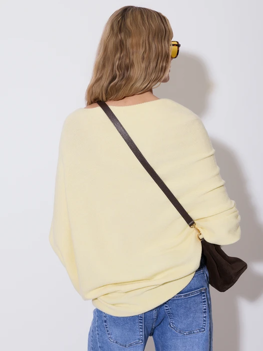 SWETER ASYMETRYCZNY KOPNIĘTY BUTTER YELLOW