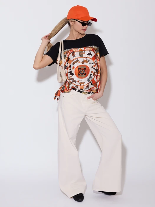 JEANSY Z PROSTĄ NOGAWKĄ ECRU