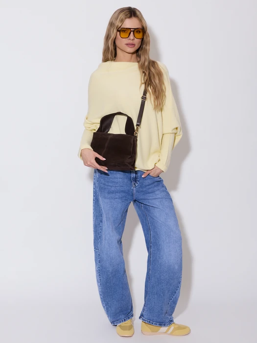 SWETER ASYMETRYCZNY KOPNIĘTY BUTTER YELLOW