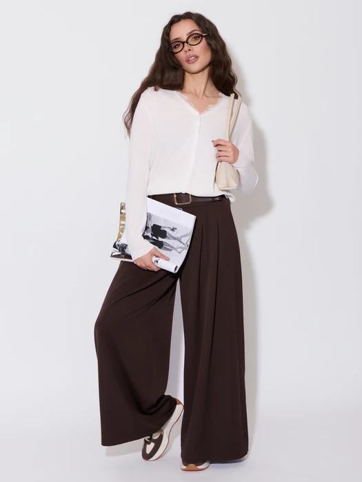 SWETEREK ZAPINANY NA GUZIKI DEKOLT KORONKA BIAŁY