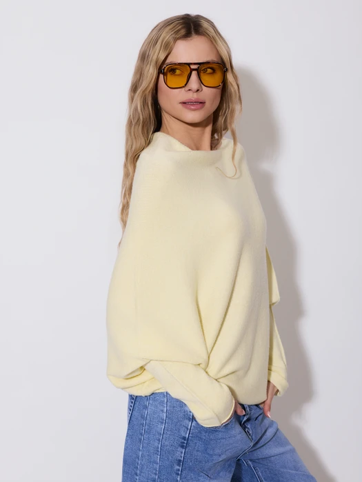 SWETER ASYMETRYCZNY KOPNIĘTY BUTTER YELLOW