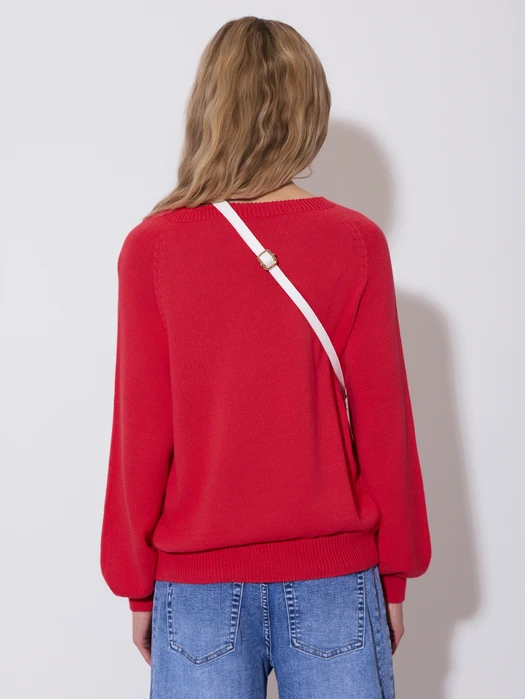 SWETER GŁADKI Z OKRĄGŁYM DEKOLTEM RED